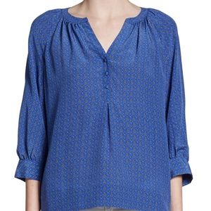 Joie Medallion Print Silk 3/4 Sleeve Blouse Med